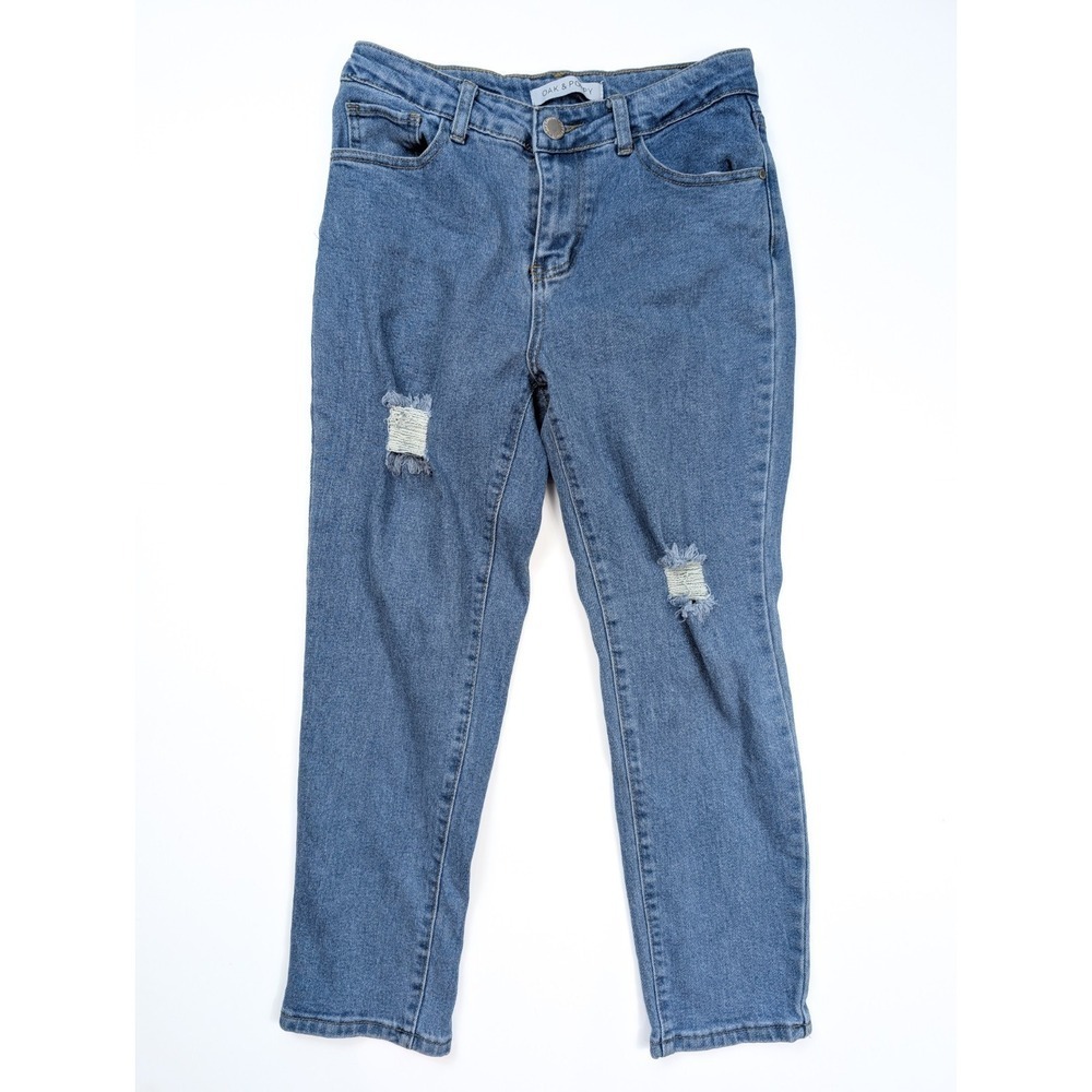 Oak & Poppy Skinny Fit Blue Wash Denim Tapered Leg Jeans Women's Size 2 26x24